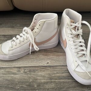 Women's White and Pink High-Top Sneakers